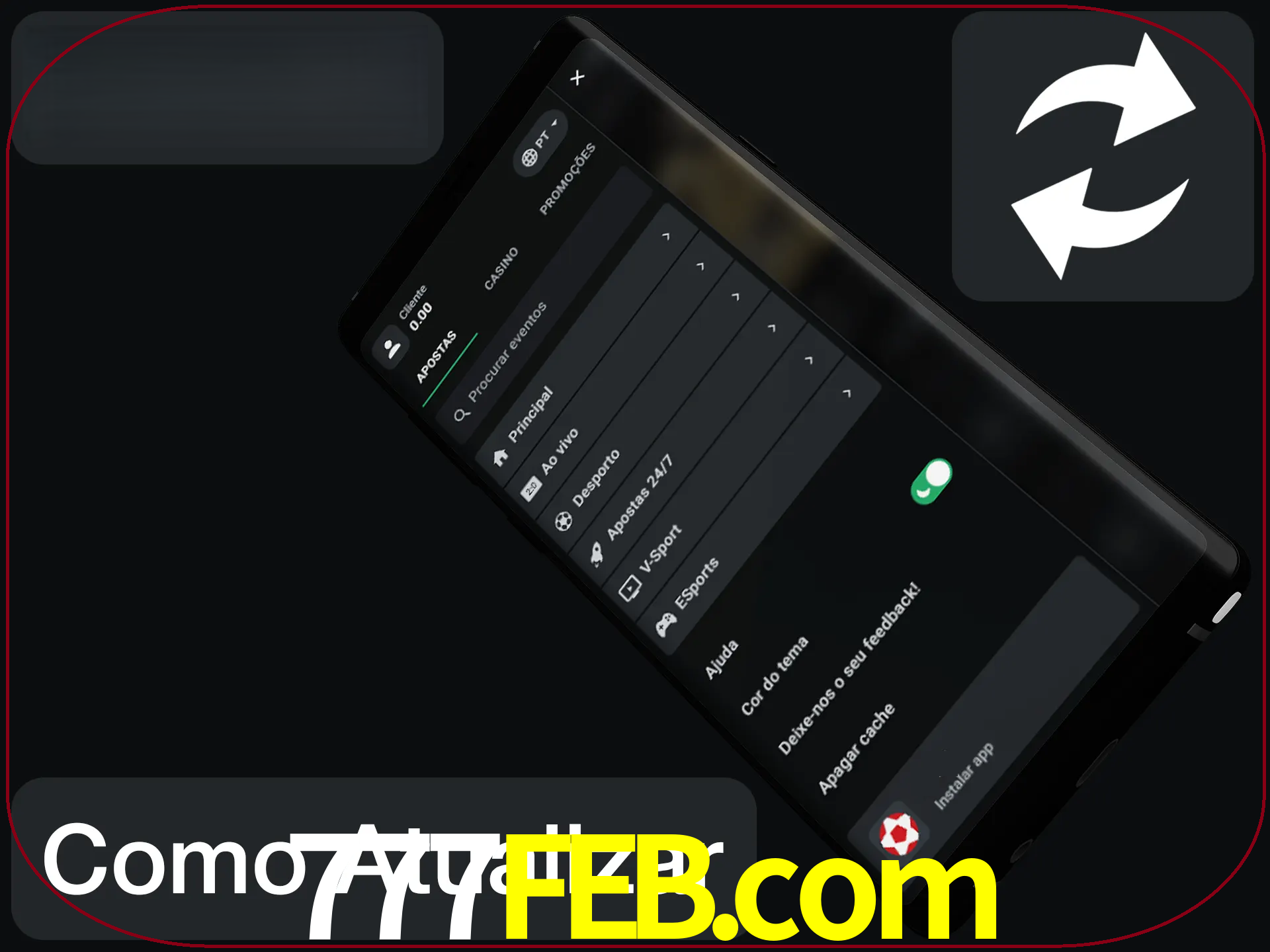 O aplicativo é atualizado automaticamente quando você faz o login.