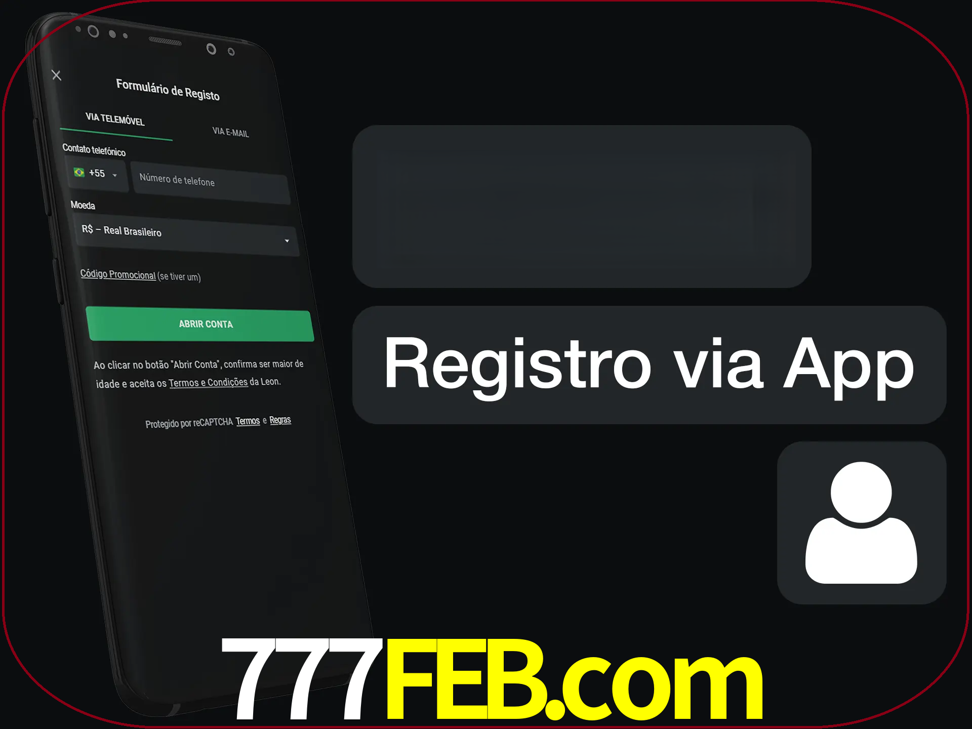 Registre-se com duas etapas usando o aplicativo.