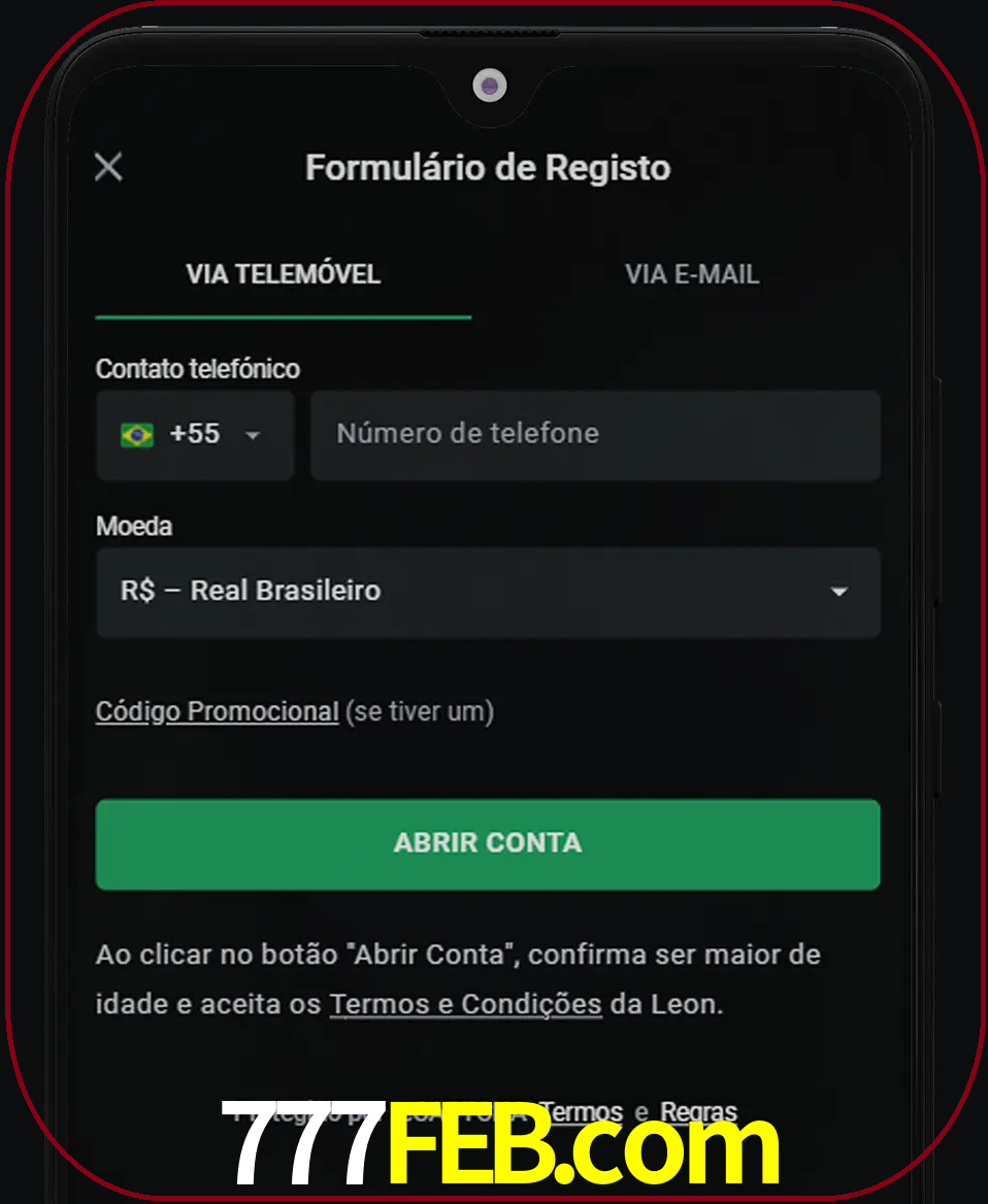 Abra o aplicativo e inicie o processo de registro.